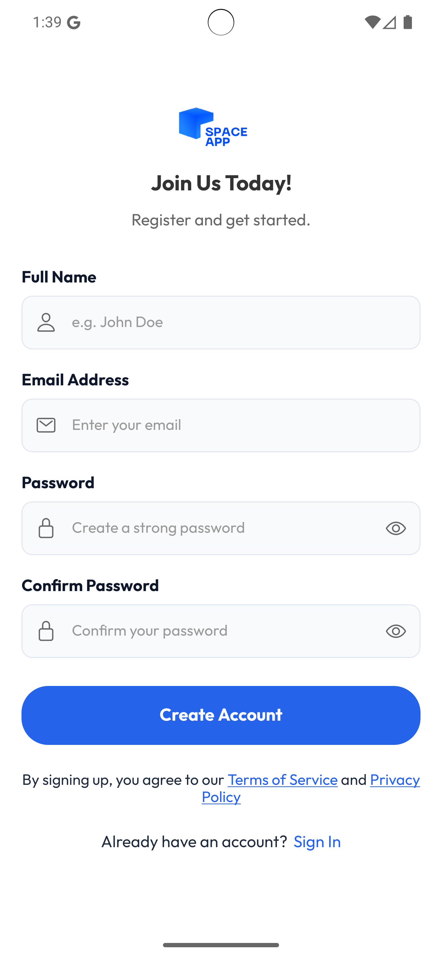 Buyer Registration Screen